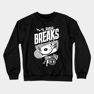 BREAKBEAT  - Retro Breaks Turntable (white/grey) Crewneck Sweatshirt